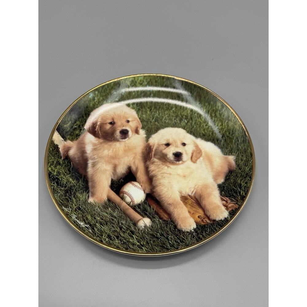 Vintage Franklin Mint Double Play Puppy Dogs‎ Royal Doulton Collectible Plate